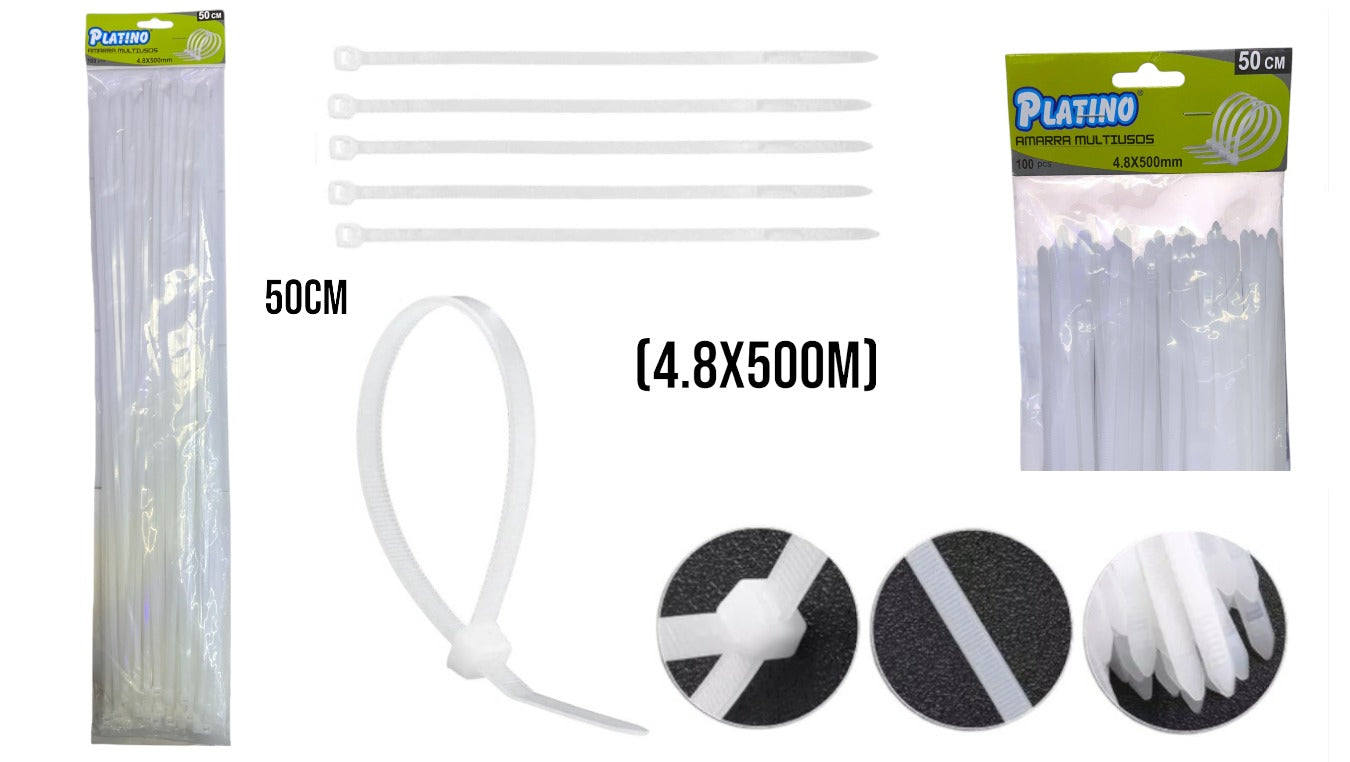 AMARRAS PLASTI BLANCA (100)(4.8X500) AMARRAS PLASTI BLANCA (100)(4.8X500)